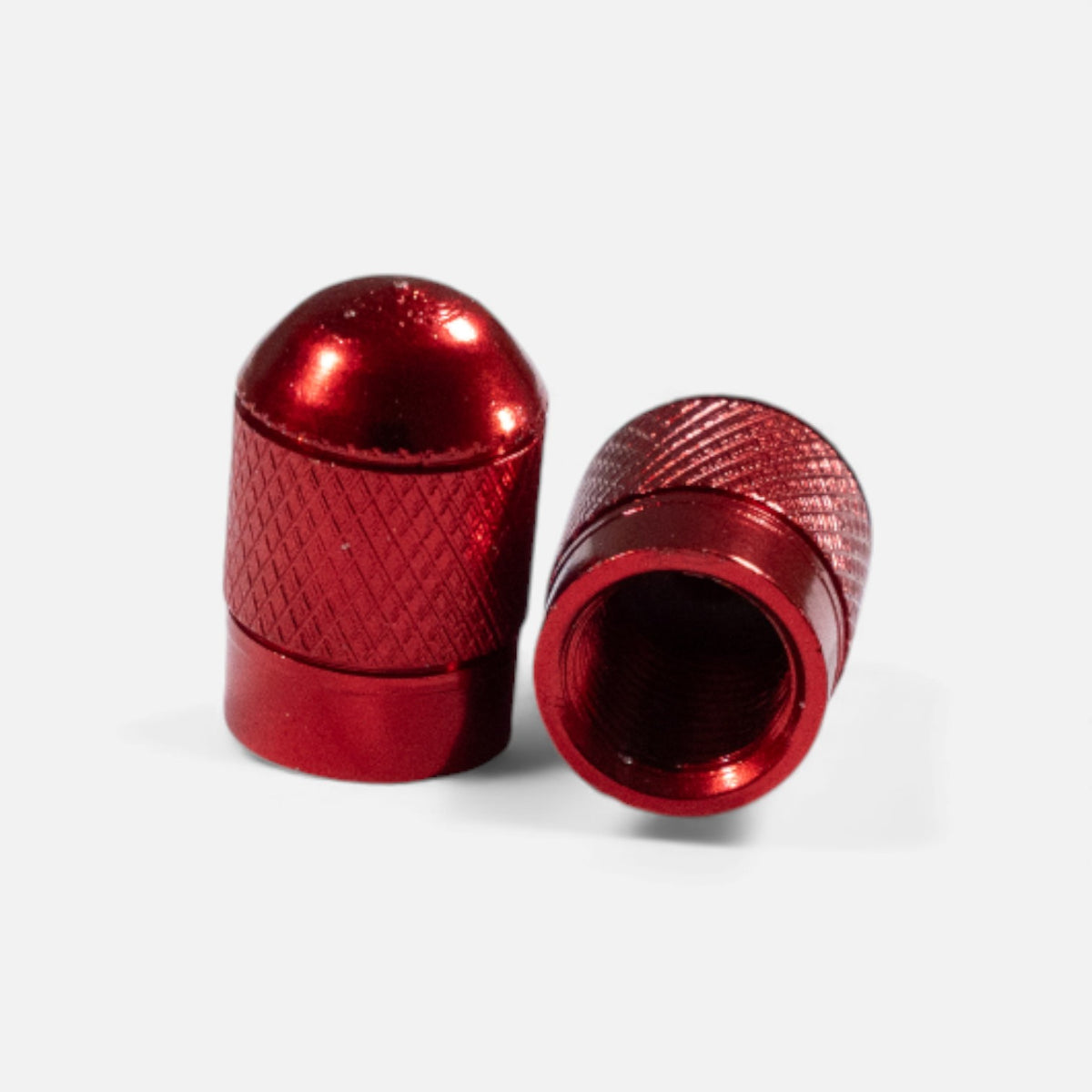 Bouchons de valve rouges ronds en aluminium (x2) – Trottinette, vélo, voiture Wheellow