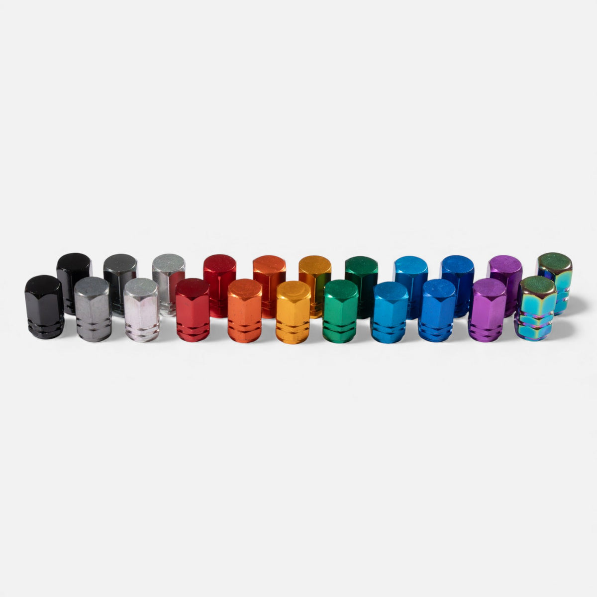 Bouchons de valve rainbow en aluminium (x2) – Trottinette, vélo, voiture 