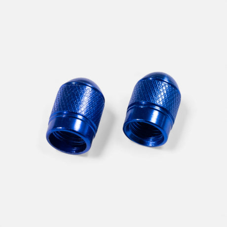 Bouchons de valve bleus ronds en aluminium (x2) – Trottinette, vélo, voiture Wheellow