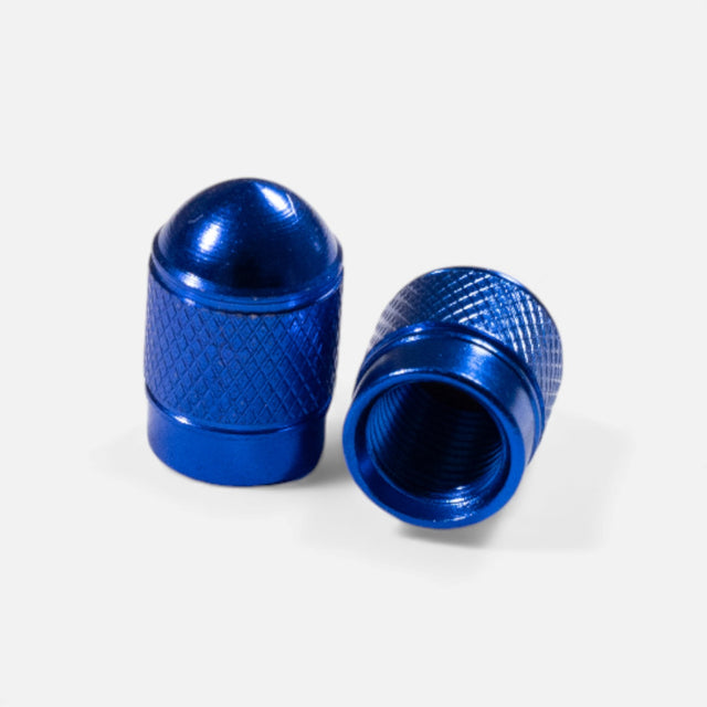 Bouchons de valve bleus ronds en aluminium (x2) – Trottinette, vélo, voiture Wheellow