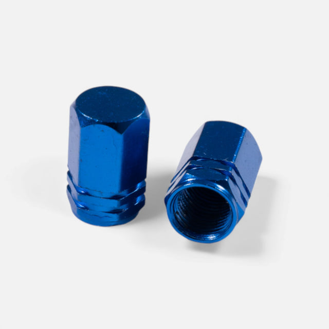 Bouchons de valve bleus en aluminium (x2) – Trottinette, vélo, voiture Wheellow