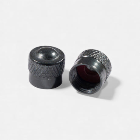 Bouchons de valve court noirs en aluminium (x2) – Trottinette, vélo, voiture Wheellow