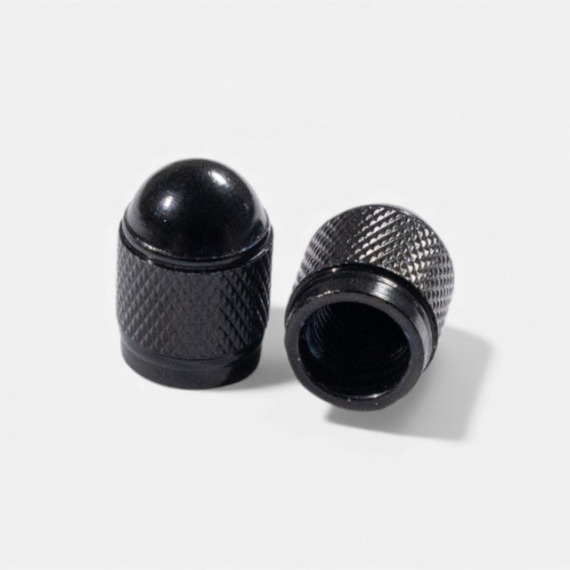 Bouchons de valve noirs ronds en aluminium (x2) – Trottinette, vélo, voiture Wheellow