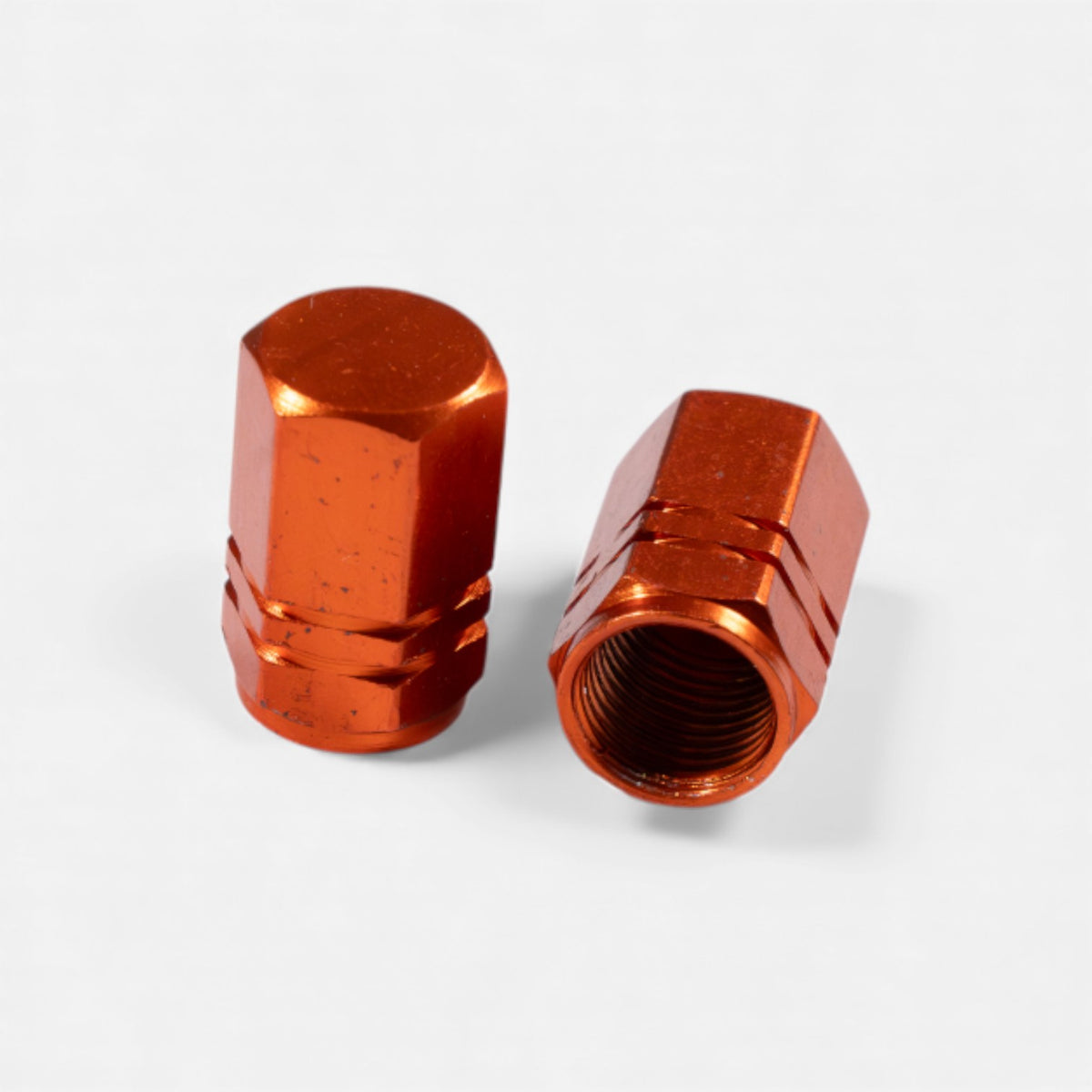 Bouchons de valve orange en aluminium (x2) – Trottinette, vélo, voiture Wheellow