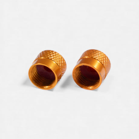 Bouchons de valve court orange en aluminium (x2) – Trottinette, vélo, voiture Wheellow