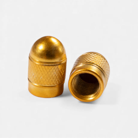 Bouchons de valve or ronds en aluminium (x2) – Trottinette, vélo, voiture Wheellow