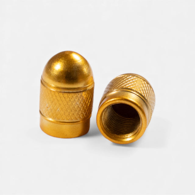 Bouchons de valve or ronds en aluminium (x2) – Trottinette, vélo, voiture Wheellow