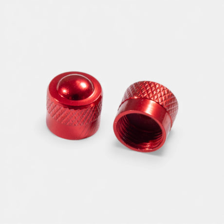 Bouchons de valve court rouge en aluminium (x2) – Trottinette, vélo, voiture Wheellow