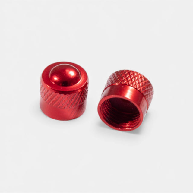 Bouchons de valve court rouge en aluminium (x2) – Trottinette, vélo, voiture Wheellow