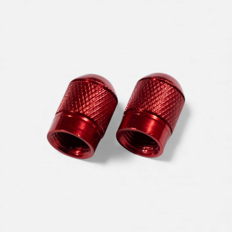 Bouchons de valve rouges ronds en aluminium (x2) – Trottinette, vélo, voiture Wheellow