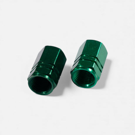 Bouchons de valve verts en aluminium (x2) – Trottinette, vélo, voiture Wheellow