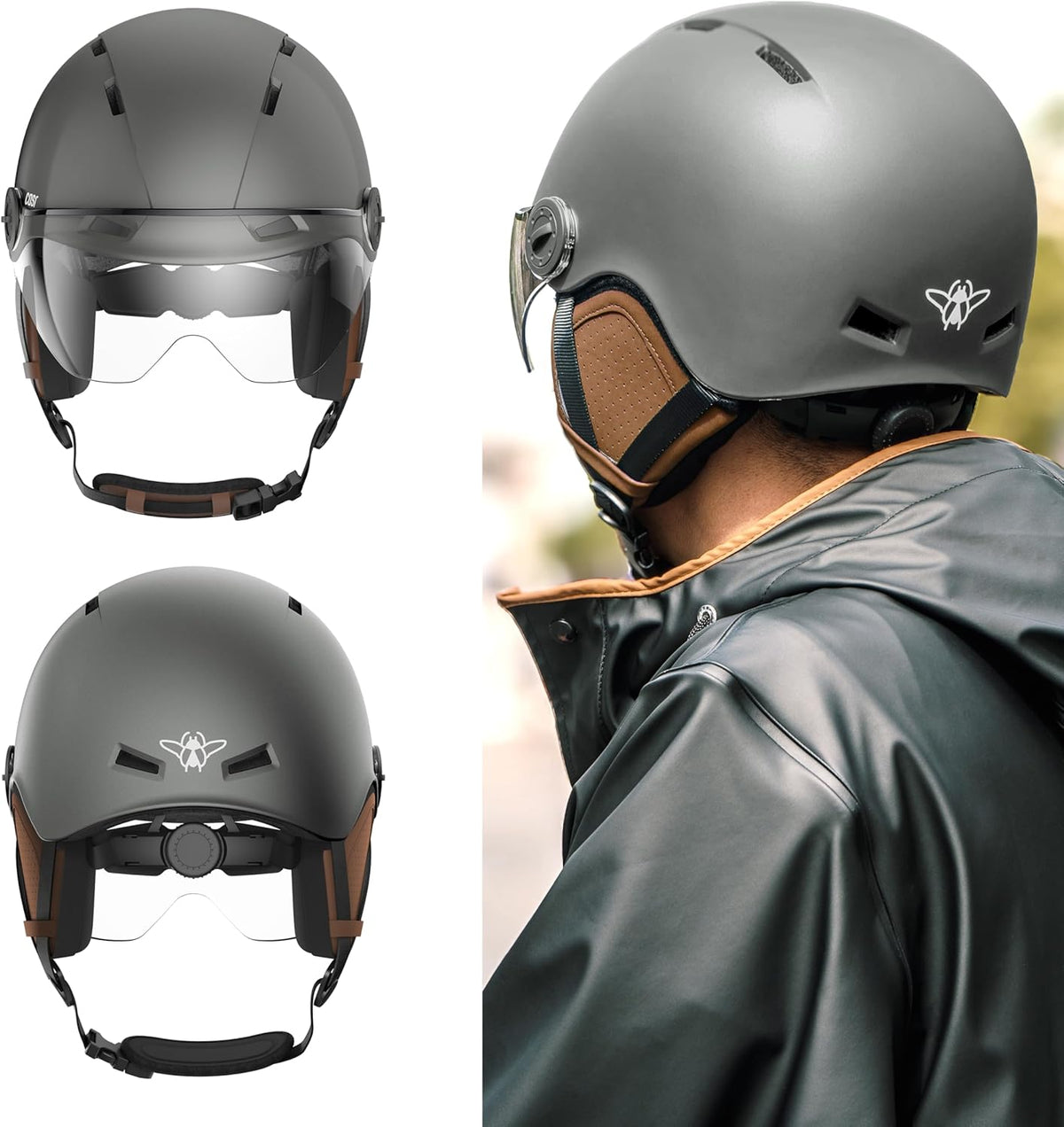 Casque CASR Style Gris avec visière CASR